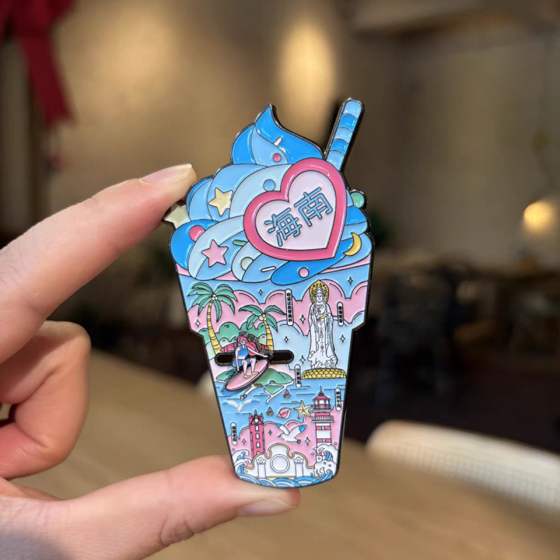 海南文创可滑动冰淇淋金属冰箱贴定制创意城市系列金属冰箱贴定做|undefined