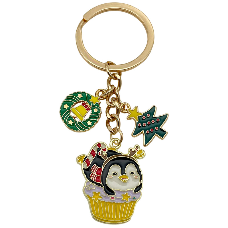 クロスボーダーサンタクロースの日クリスマスツリーデーかわいいキーホルダー合金キーチェーンバッグペンダントジュエリー小さなギフト|undefined