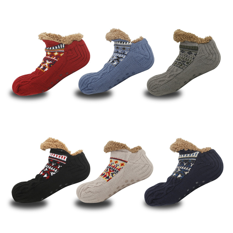 Indoor Home Slippers Socks Men's Floor Socks Knitted Adult Fleece-Lined Carpet Socks Home Sleep Socks Non-Slip
