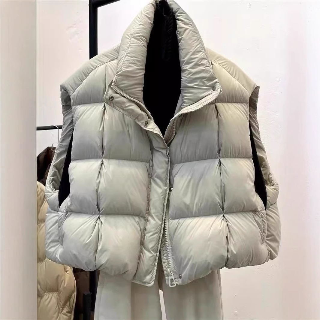 2025 autumn and winter new outdoor vest european goods fashionable stylish thick waistcoat warm short down cotton coat
