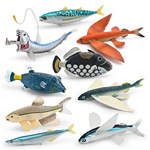 跨境仿真海洋动物模型飞鱼炮弹鱼箱鲀鱼金枪鱼秋刀鱼静态摆件玩具