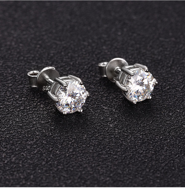2g Weight 925 Sterling Silver Ear Needle Material Moissanite Inlay Material Ear Studs Classification 1 Pair Quantity Holiday, Daily Occasion 925 Sterling Silver Material Round Pattern All Seasons Season Women's Gender Inlay Design Simple Style Style 1 Pair 925 Sterling Silver Moissanite Moissanite Earrings Round Ear Studs 2