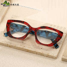 跨境电商蝴蝶异形彩框老人阅读镜一件代发六色印花高清AC片老花镜