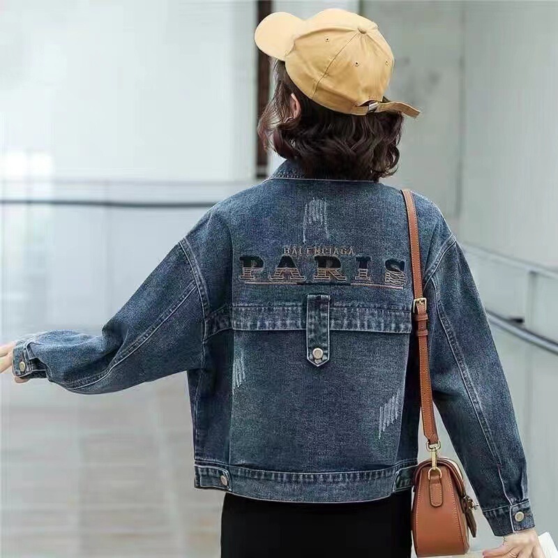 Heavy Industry Beaded Denim Short Coat Women's 2022 Spring and Autumn All-match Loose Korean Style Foreign Style Denim Jacket for Women Heavy Industry Beaded Denim Short Coat Women's 2022 Spring and Autumn All-match Loose Korean Style Foreign Style Denim Jacket for Women