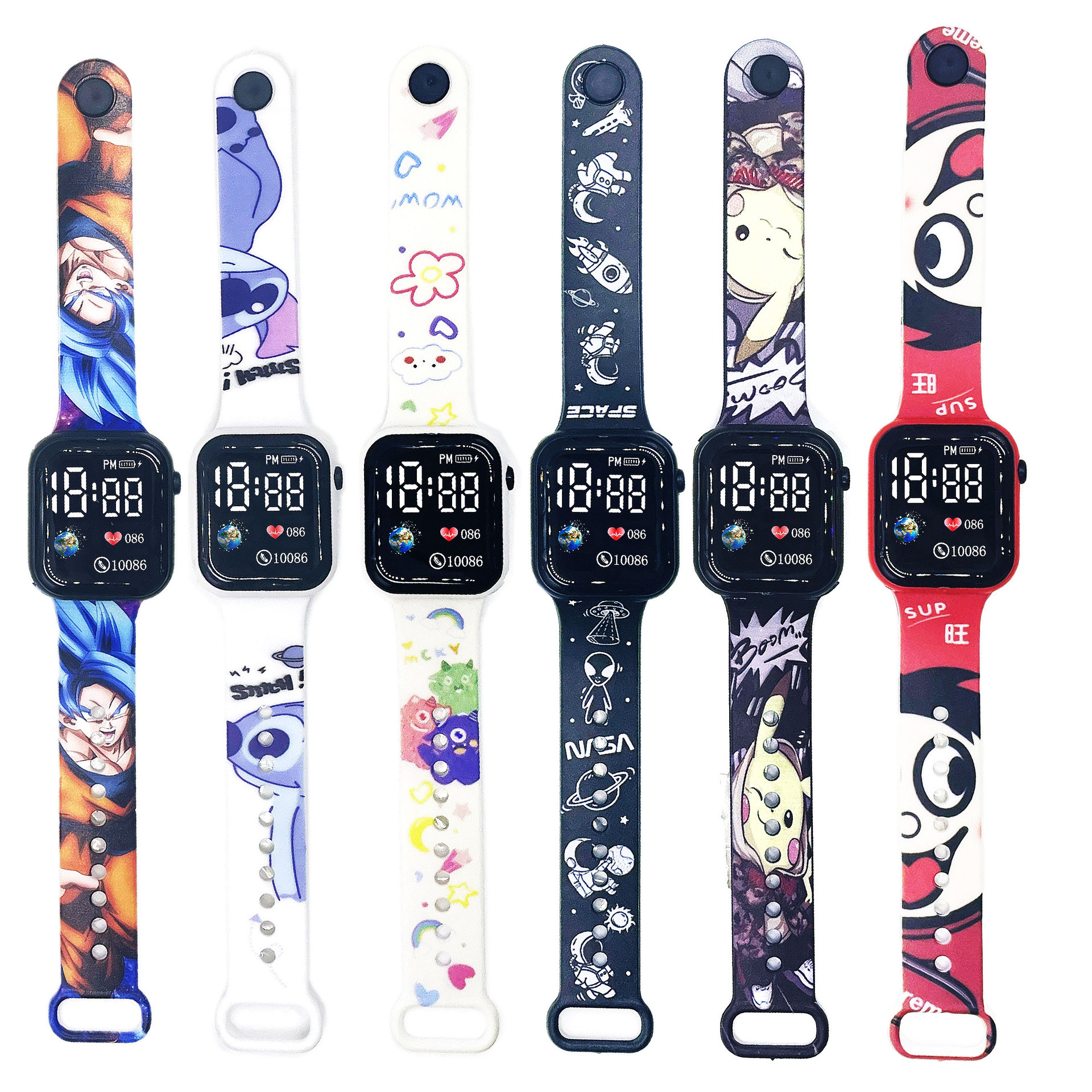 Wholesale Hot Selling Fashion Led Colorful Printing Square Ins Large Screen Earth Movement Digital Watch for Primary and Secondary School Students