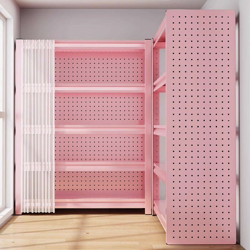 Colorful Pink Household Storage Rack Hole Board Multi-Layer Shelf Toy Storage Rack Kitchen Supermarket Bookcase Bookshelf