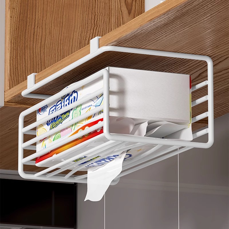 Rack de toallas de cocina rack de almacenamiento de toallas de cocina rack de papel de hierro forjado multifuncional rack colgante debajo del gabinete