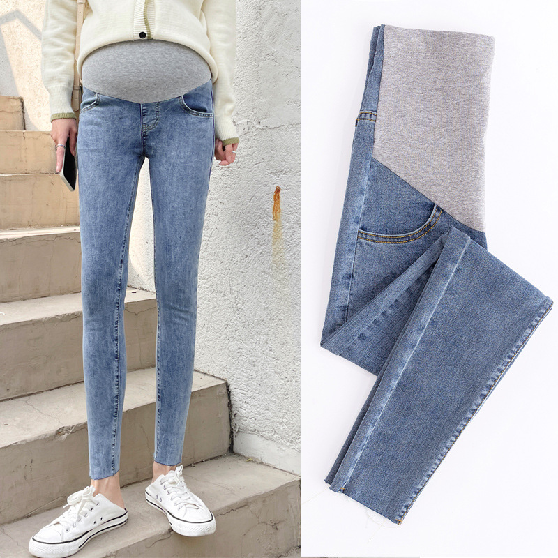 Pregnant Women's Jeans 2023 Spring and Autumn Belly Pants Skinny Pants for Outer Wear Casual All-match Trendy Mom's Cropped Pants