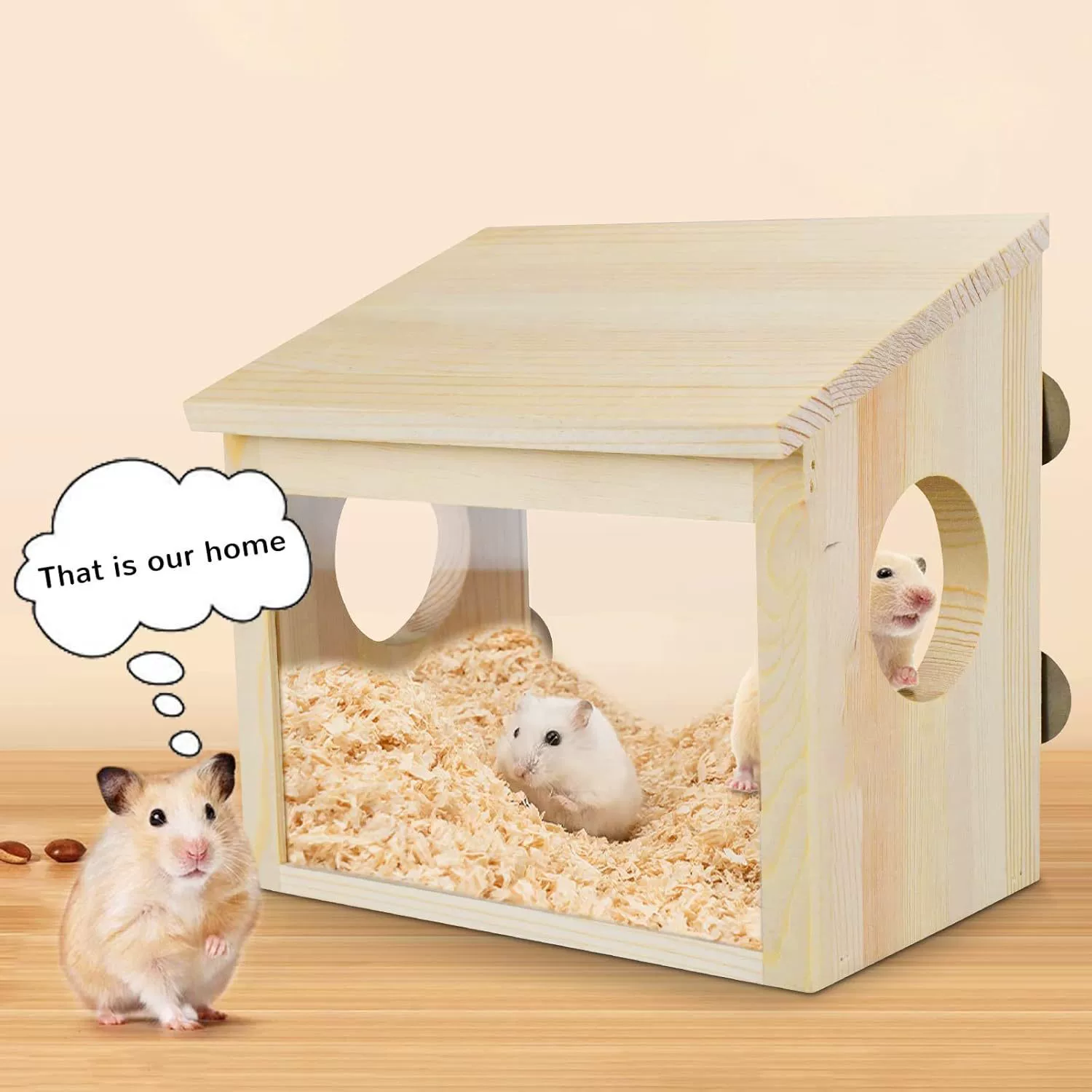 Простой хомяк деревянный дом трансграничный креативный Акрил золотой медвежий дом уклонения от дома для домашних животных Декор