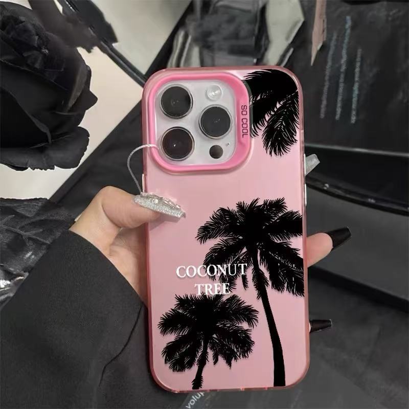 Nueva silueta de árbol de coco para iPhone 16 funda para teléfono móvil Apple 15promax/14 anti-caída 13pro12 Premium