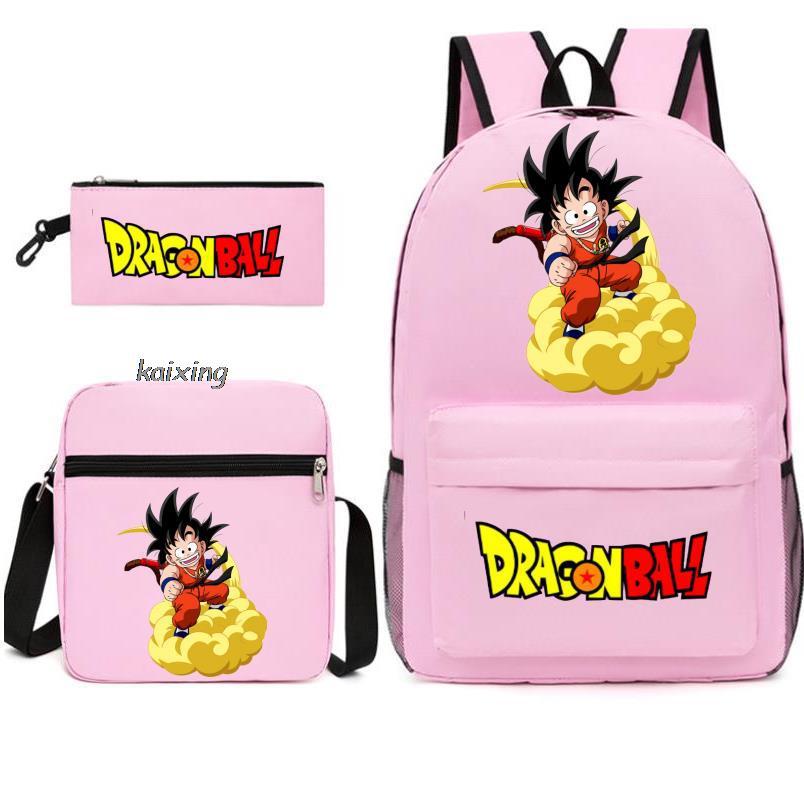 Juventud Dragon Ball mochila estudiante bolsa de hombro bolsa de viaje conjunto de 3 piezas