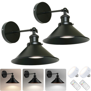 Cross-border Amazon American wall lamp black retro wiring-free bedroom bedside aisle corridor creative iron wall lamp