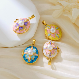 European and American Cross-Border Niche Design High-End Creative Fashion Colorful Oil Drop Photo Box Copper Gold-Plated Necklace Pendant for Women