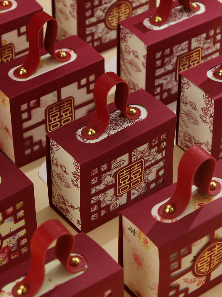 Caja de dulces de boda atmósfera caja de regalo de dulces portátiles caja de embalaje de boda caja vacía caja de cartón bolsa de dulces de boda