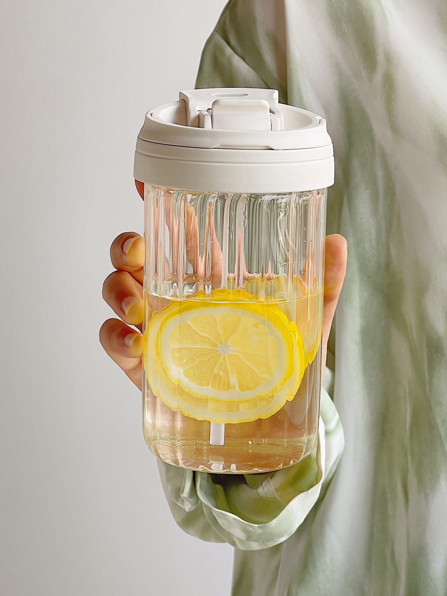 玻璃水杯女生高顏值便攜帶吸管透明雙飲夏天辦公室學生男杯子