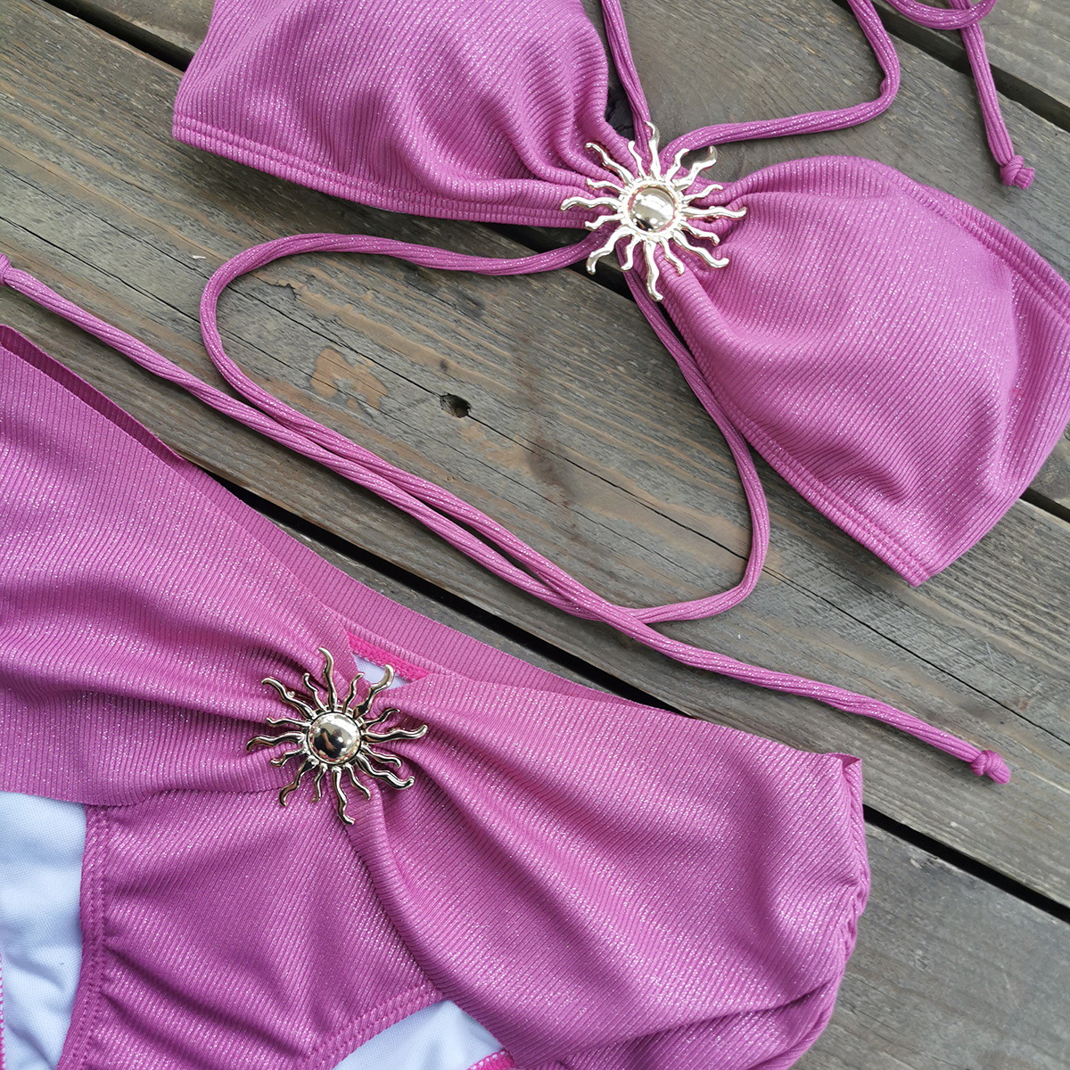 Swimming Pool, Beach Occasion Women's Solid Color 2 Pieces Set Bikinis Swimwear