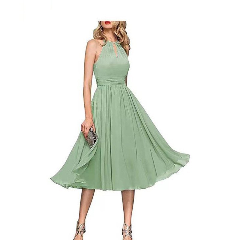 2026 nuevo vestido de damas de honor vestido de baile plegado vestido de noche sin mangas vestido pequeño se puede usar normalmente