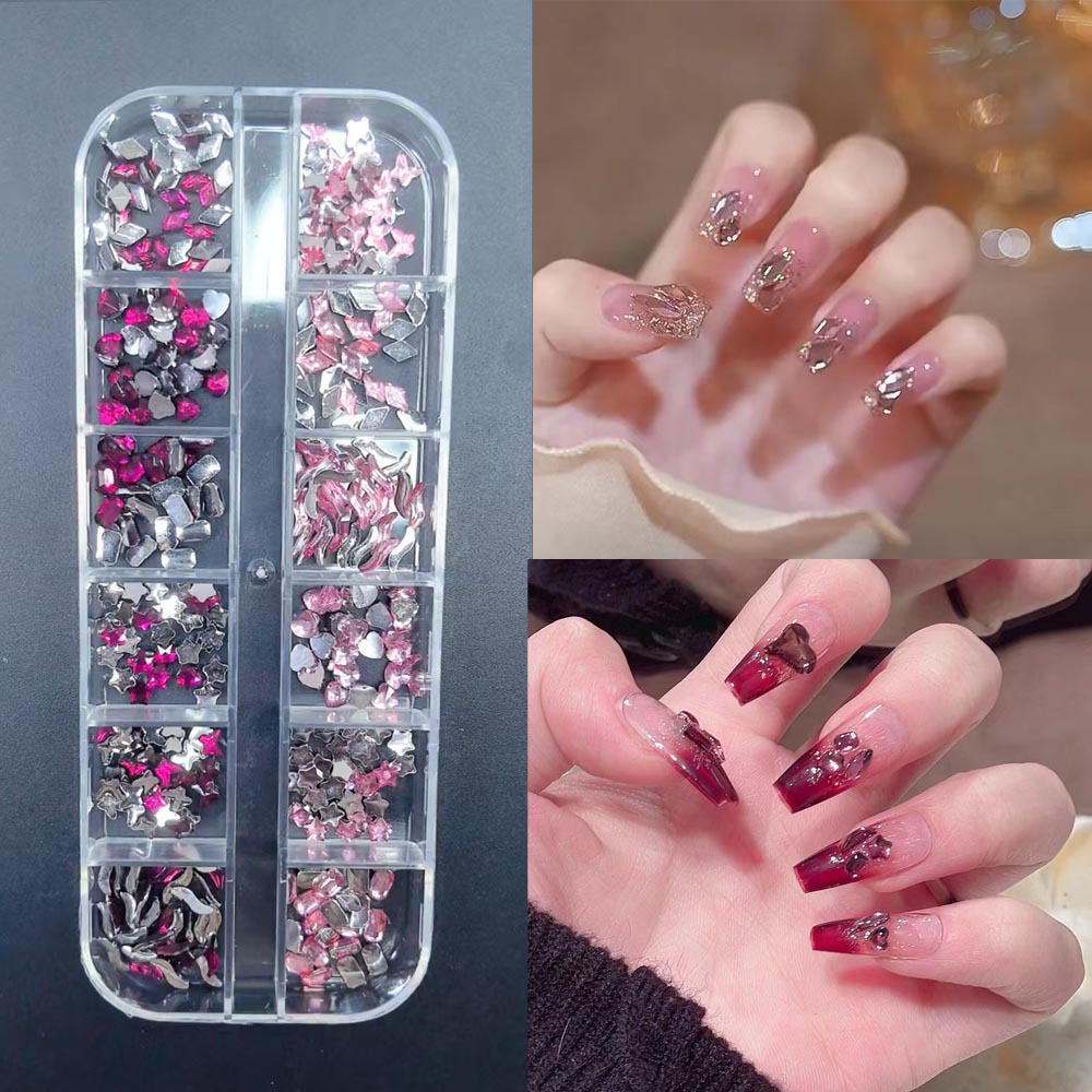 Accesorios para uñas Mini diamantes para uñas Diamantes planos de forma especial Blanco rosa champán Accesorios para uñas súper brillantes