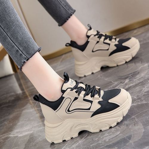 Dad's shoes women's inner heightening  new autumn and winter new thick-soled Internet celebrity versatile small casual sports shoes showing feet