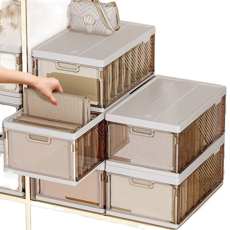 Foldable multi-compartment storage box for pants, jeans, and household clothes organization