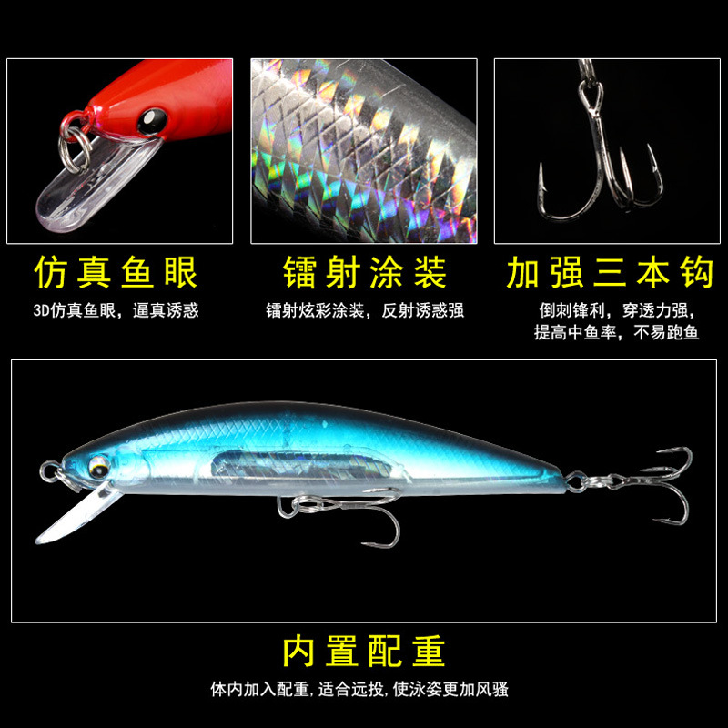 Sinking Minnow Lures Shallow Diving Minnow Baits Fresh Water Bass Swimbait Tackle Gear