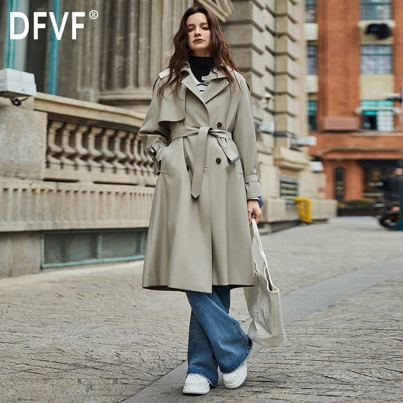 2024DFVF Yi element C classic non-ironing anti-wrinkle British style casual fashion extended trench coat for women in stock 2024DFVF Yi element C classic non-ironing anti-wrinkle British style casual fashion extended trench coat for women in stock