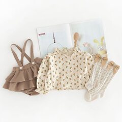 ins網紅新生嬰兒衣服連體寶寶春裝背帶褲套裝女公主可愛洋氣春秋