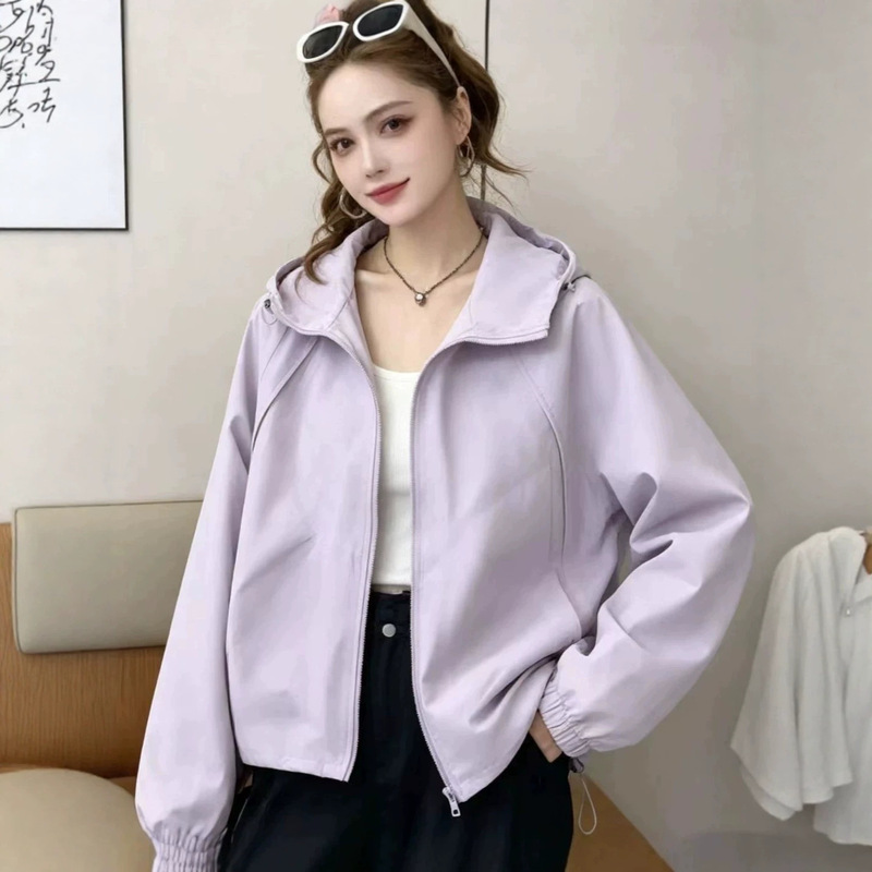 2026 Spring and Autumn New Korean Style Short Hooded Loose Work Jacket for Petite Women, Casual Loose Top