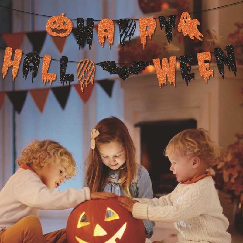 Fabricantes al por mayor decoración de fiesta de Halloween feliz Halloween tirar de banderas fantasmas calabazas espirales colgantes