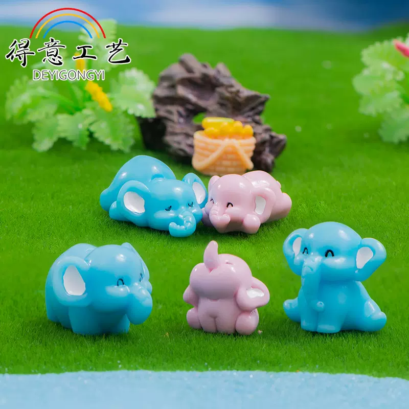 微景观摆件卡通可爱大象小象树脂工艺品园艺桌面车载装饰品小摆件