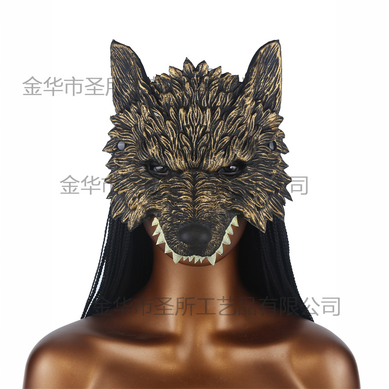Máscara de animal Comercio exterior Funda de Halloween Carnaval PU suave espuma Accesorios de vestir realistas Máscara de fiesta image 38