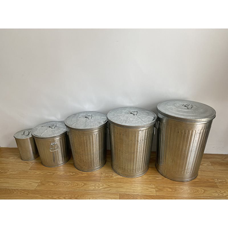 Round Bucket Paper Burning Flame Retardant Storage Bucket Galvanized Marine Fireproof Outdoor Kitchen Sanitation Bucket Trash Can with Lid