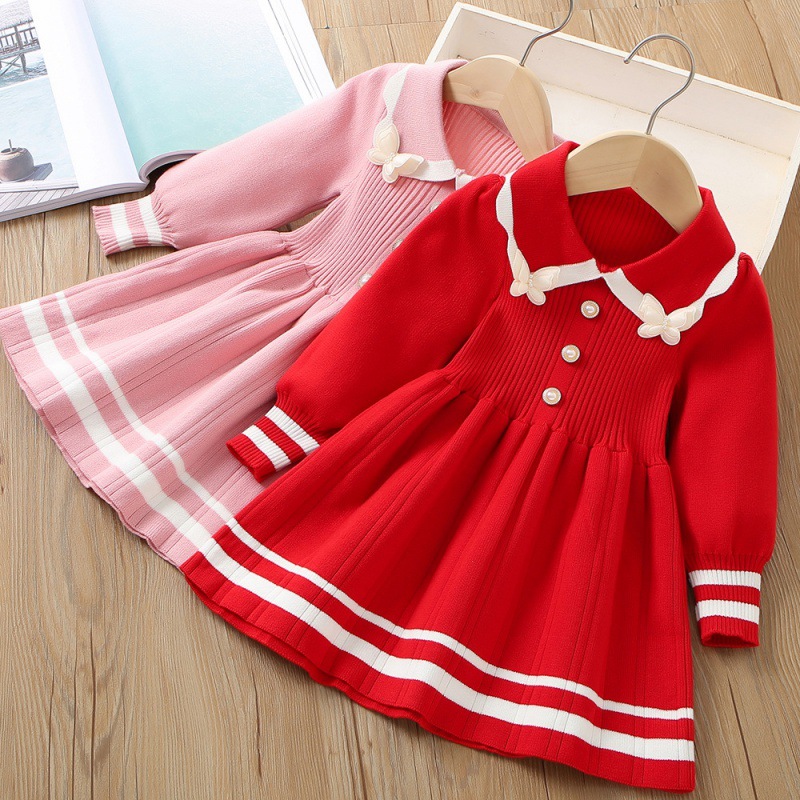 Mädchen Pullover 2023 Herbst/Winter Neue Koreanische Ausgabe Ausländer Mädchen Baby Stricken Mode Süße Prinzessin Kleid_voghion.com