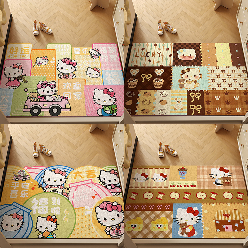 Cartoon Character Silk Loop Doormat for Entryway, Mud-Scraping and Dirt-Removing Foot Mat, Non-Slip, Durable, Easy to Clean Door Mat