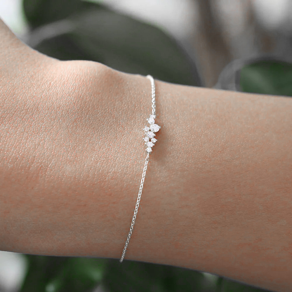 925 sterling silver Chain Material 1 Piece 925 Sterling Silver Geometric Zircon 925 Sterling Silver Bracelets