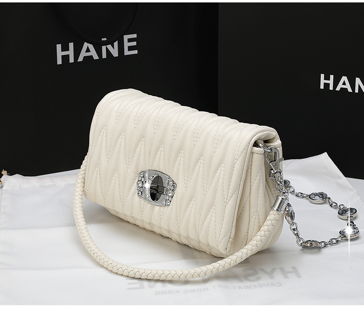 Pequena bolsa transversal quadrada feminina bolsa acolchoada corrente_voghion.com