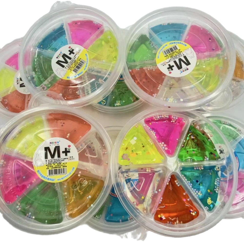 Juguete para niños de barro de cristal de arcilla de color pegamento espumante de 6 colores de descompresión de plastilina DIY de seis rejilla M pegamento al por mayor de seis colores de suministro