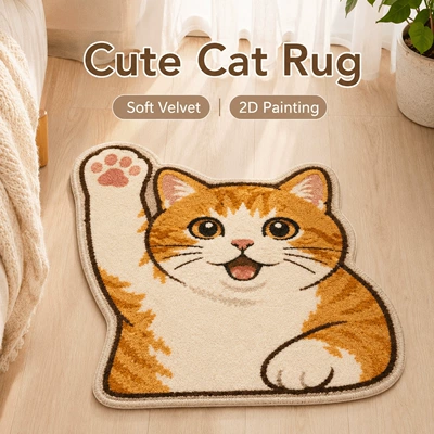 features a thickened layer for added comfor, Avtomobil döşəmə paspasları - 93gyg-cute-animal-no2-9-4060cmskin-friendly-imitation-cashmere