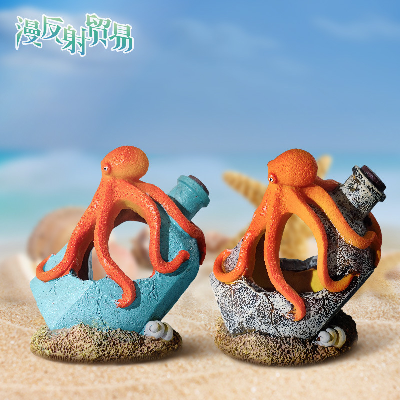 Pulpo gastado, botella de deriva gris, decoración de paisajismo de pecera, decoración de resina de acuario, peces y camarones para evitar las explosiones de la casa