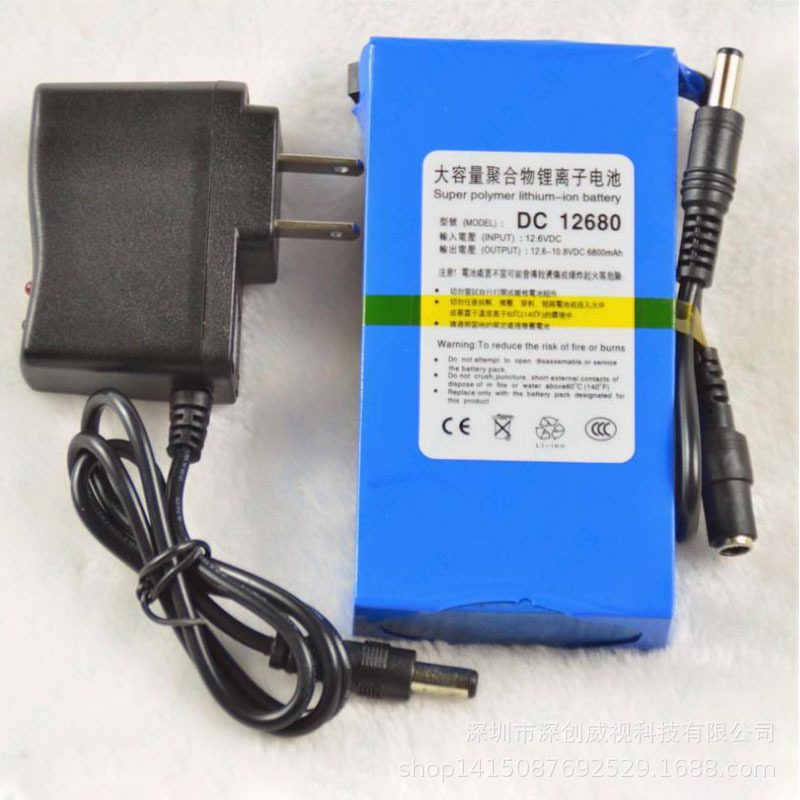 厂家批发12V锂电池6800mah大容量聚合物锂电池原装充电监控电池