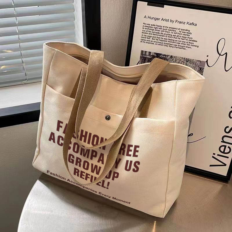 Canvas Bag for Women Ins Forest Style Versatile Shoulder Bag Large Capacity Book Student Class Work Clothing Bag Satchel Cloth Bag