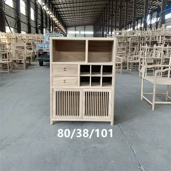 批发实木餐边柜老榆木新中式玄关柜白茬胚坯酒水柜家具工厂直供