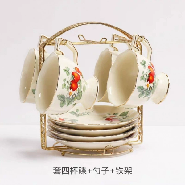 Strawberry four cups and four disc+iron frame+spoon (universal installation)