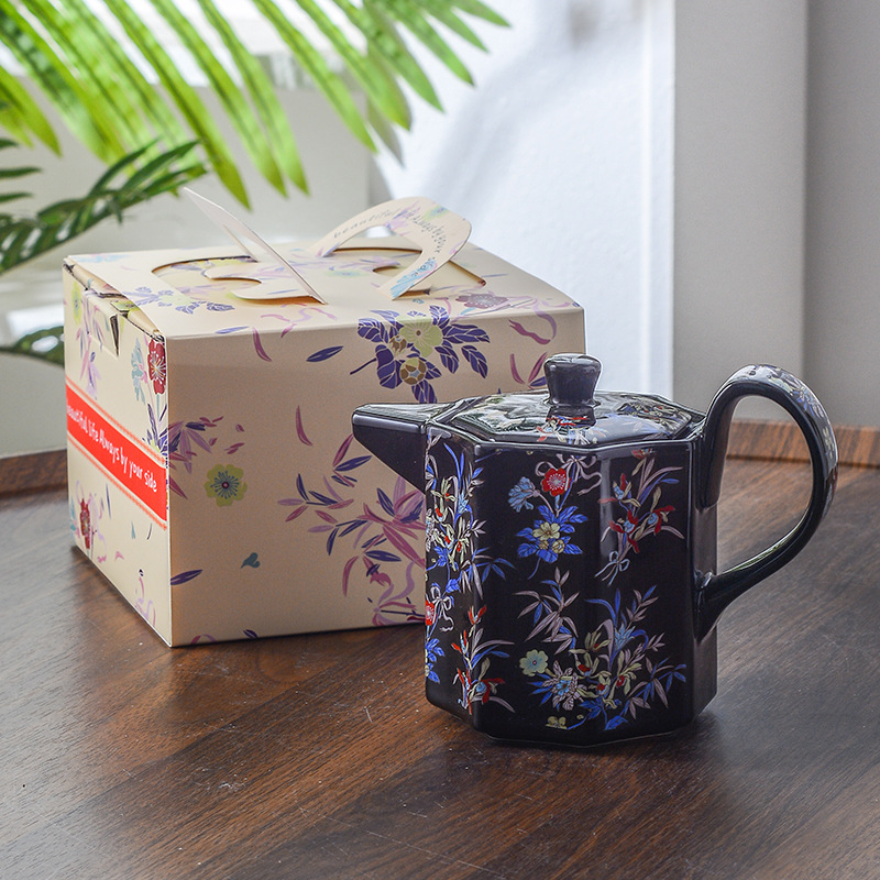 Pequeña flor floral pequeña flor de brocado taza de café platillo tetera estilo pastoral fresco francés una taza un plato regalos