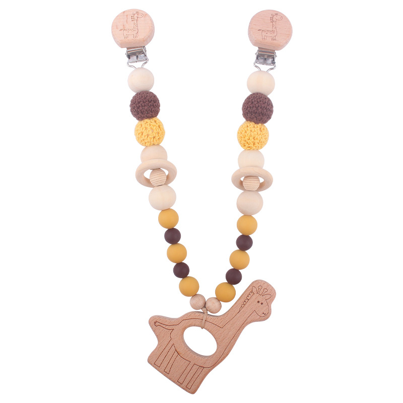 Nuevo bebé suministros de dibujos animados animal patrón Haya clip calmante bebé chupete cadena coche colgando mordedor conjunto de tres piezas