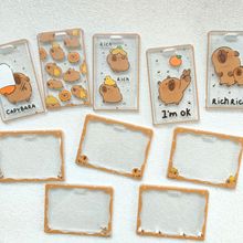 卡皮巴拉小水豚公交透明卡套水晶卡包便携式钥匙扣一体长挂绳