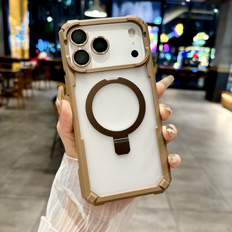 四角防摔适用苹果17支架磁吸手机壳iPhone16Proamx磨砂肤感镜头膜|undefined