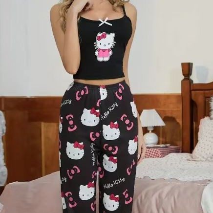 Amazon AliExpress Cross-border European and American Women's Two-piece Sleeveless Koala Printed Casual Pajamas suit Sling suit