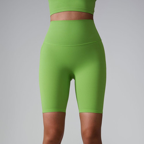 Amazon Cross-border Spring and Summer Yoga Pants Seamless Bare Skin Style Quarter Shorts with Pockets Tight Sports Shorts
