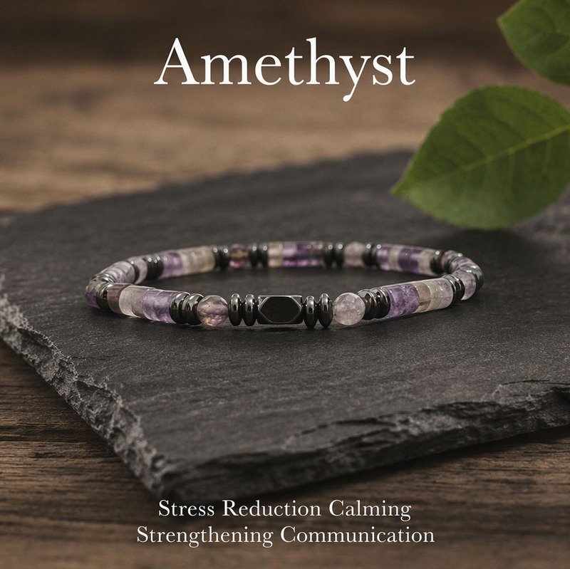TK cross-border bestseller natural stone jewelry, amethyst and black gallstone two-tone bracelet, simple and versatile for men and women, wholesale TK cross-border bestseller natural stone jewelry, amethyst and black gallstone two-tone bracelet, simple and versatile for men and women, wholesale